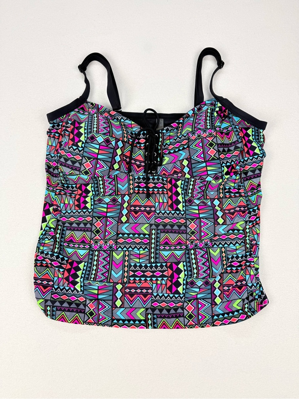 Cactus Tankini Swim Top Plus Size Tribal Geometric Print Adjustable Straps